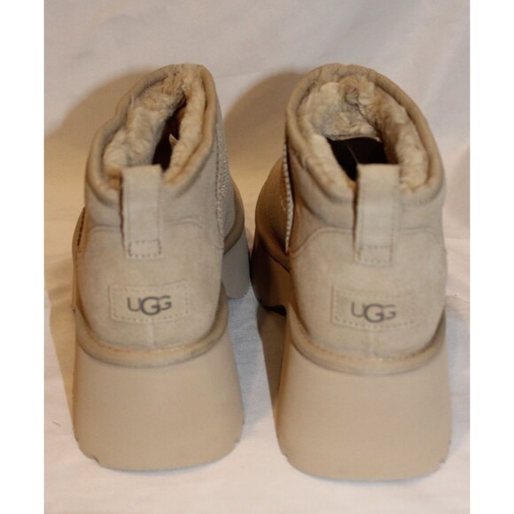 UGG WOMEN NEW HEIGHTS ULTRA MINI PLATFORM SUEDE SHEARLING LINED BOOTS MUSTARD - Picture 5 of 7